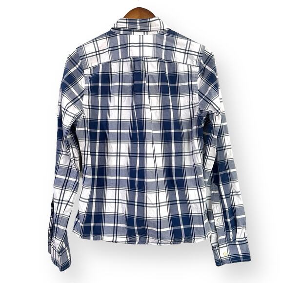Abercrombie & Fitch Shirt Mens Small Blue Plaid Muscle Button Down Long Sleeve - Picture 7 of 9